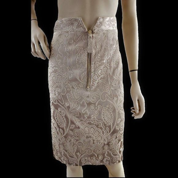 TEMPERLEY LONDON Champagne Floral Pattern Pencil Skirt 6 - Picture 1 of 5